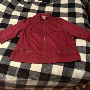 C. J. Banks 3/4 Sleeve Maroon / Red Lightweight Jacket. Size 3X